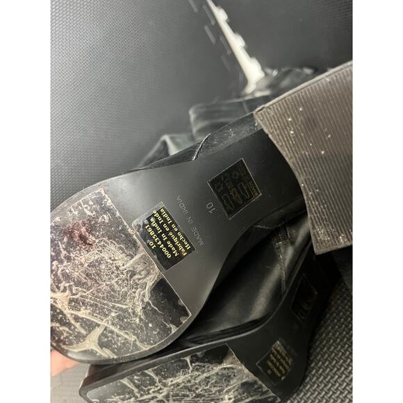 Free People Gogo Boots Black Leather Rave Festival Chunky Heel Knee High Size 10 - Picture 9 of 11